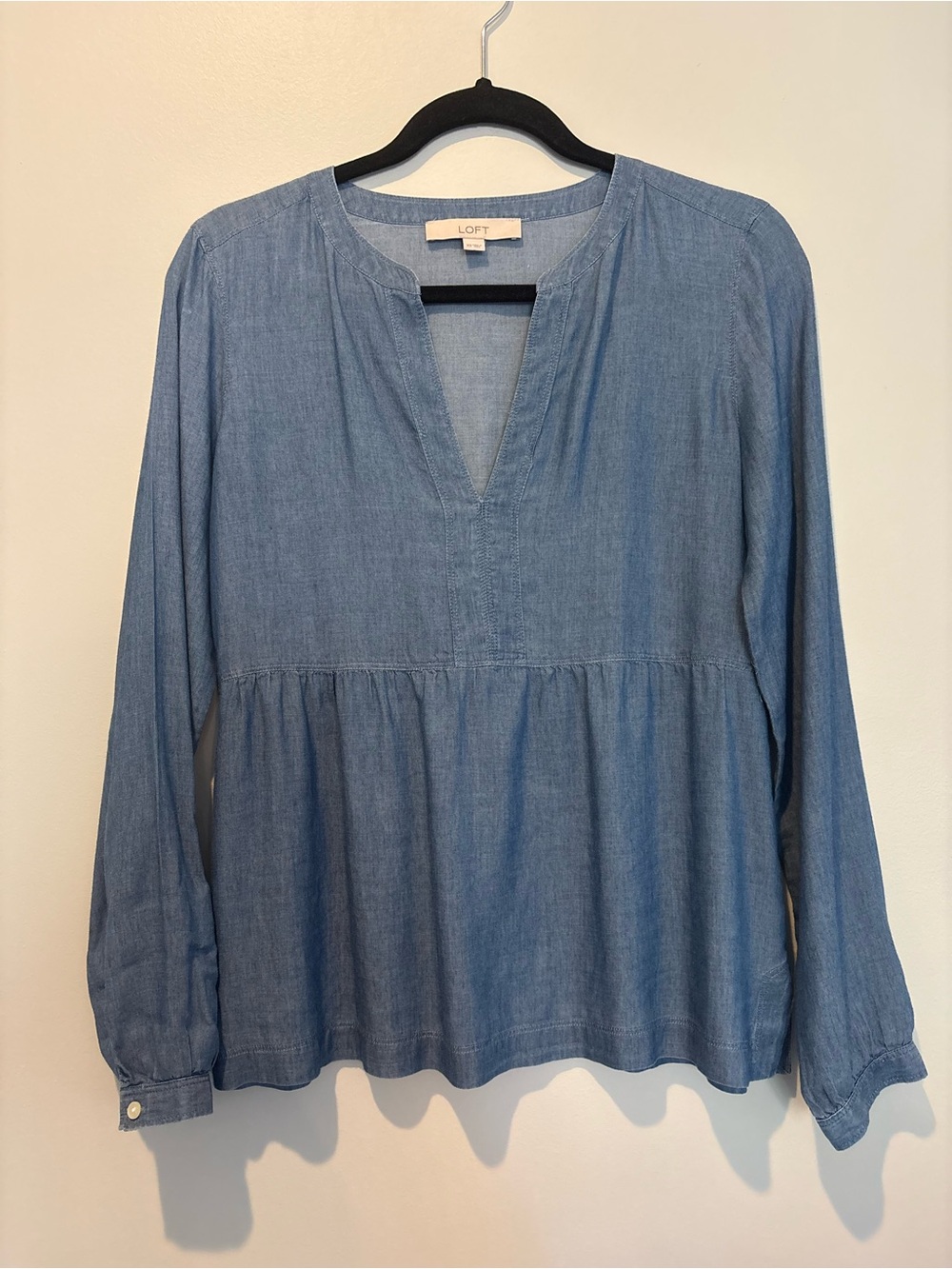LOFT Light Blue Chambray Peasant Tunic Top